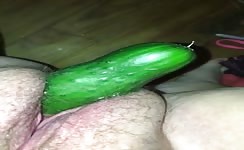 Peeing on cucumber