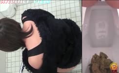 Dark haired girls pooping
