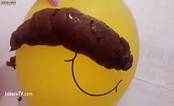Huge turd dropped on a plastic balloon